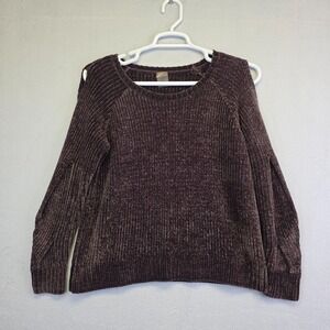 Calia By‎ Carrie Underwood Sweater Womens L Slit Cold Shoulder Sleeve Chenille